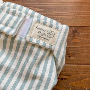 画像2: 【受注製作】ナチュラルなストライプ（くすみブルー） 【よつばのおむつ/日本製/ハンドメイド】 布おむつカバー （透湿性防水布使用）青※ご希望のサイズをお知らせください (2)