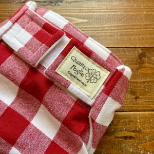 画像2: ブロックチェック（赤レッド） 【よつばのおむつ/日本製/ハンドメイド】 布おむつカバー （透湿性防水布使用） (2)