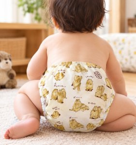 画像3: 【布からオーダー】虚無な叫ぶマーモット【よつばのおむつ/日本製/ハンドメイド】 布おむつカバー（マジックテープ）アニマル ＊サイズをお知らせください (3)
