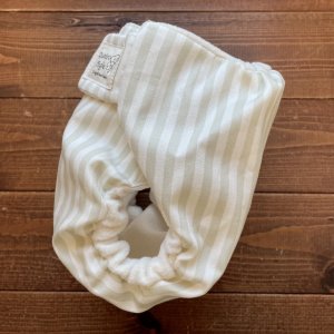 画像3: 【受注製作】ナチュラルなストライプ（ライトグレー） 【よつばのおむつ/日本製/ハンドメイド】 布おむつカバー （透湿性防水布使用）※ご希望のサイズをお知らせください (3)