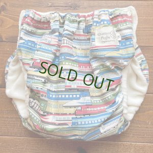 画像1: 【受注製作】電車【大きいトレパン XL:90-110】 パンツ型おむつカバー（防水）立ったまま交換出来る♪列車,新幹線,男の子 (1)