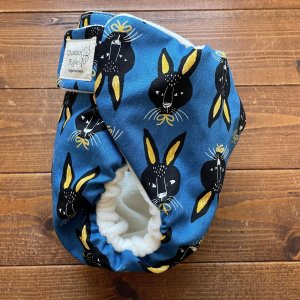 画像3: 【受注製作】北欧おしゃれウサギくん（ブルー） 【よつばのおむつ/日本製/ハンドメイド】 布おむつカバー （透湿性防水布使用）青※ご希望のサイズをお知らせください (3)