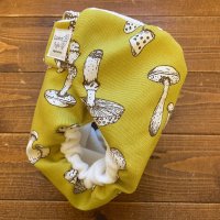 画像1: リアルキノコ（マスタード） 【よつばのおむつ/日本製/ハンドメイド】 布おむつカバー （透湿性防水布使用）きのこ※ご希望のサイズをお知らせください