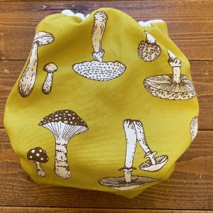 画像4: リアルキノコ（マスタード） 【よつばのおむつ/日本製/ハンドメイド】 布おむつカバー （透湿性防水布使用）きのこ※ご希望のサイズをお知らせください (4)