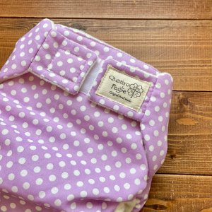 画像2: キャンディドット（ラベンダーミルク） 【よつばのおむつ/日本製/ハンドメイド】 布おむつカバー （透湿性防水布使用）パープル,ドット,水玉 (2)