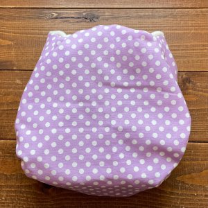 画像4: キャンディドット（ラベンダーミルク） 【よつばのおむつ/日本製/ハンドメイド】 布おむつカバー （透湿性防水布使用）パープル,ドット,水玉 (4)