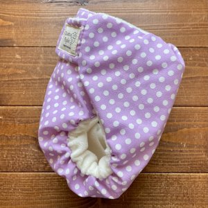 画像3: キャンディドット（ラベンダーミルク） 【よつばのおむつ/日本製/ハンドメイド】 布おむつカバー （透湿性防水布使用）パープル,ドット,水玉 (3)