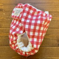 画像1: 【受注製作】ギンガムチェックレッド赤 【よつばのおむつ/日本製/ハンドメイド】 布おむつカバー (透湿性防水布使用) ※ご希望のサイズをお知らせください