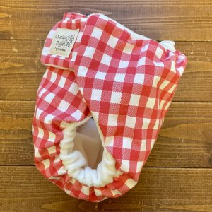 画像3: 【受注製作】ギンガムチェックレッド赤 【よつばのおむつ/日本製/ハンドメイド】 布おむつカバー (透湿性防水布使用) ※ご希望のサイズをお知らせください (3)