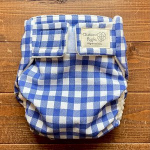 画像6: ギンガムチェック（ブルー）【よつばのおむつ/日本製/ハンドメイド】布おむつカバー （透湿性防水布使用）青 (6)