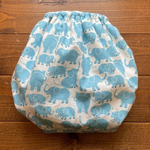 画像4: ごきげんゾウさん/透湿性防水布入りトレパン【ハンドメイド】立ったまま交換出来る♪ パンツ型おむつカバー/水色,ブルー (4)