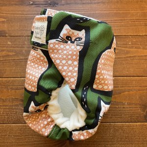 画像3: にゃっとグリーン 【よつばのおむつ/日本製/ハンドメイド】 布おむつカバー （透湿性防水布使用）猫,緑,北欧 (3)
