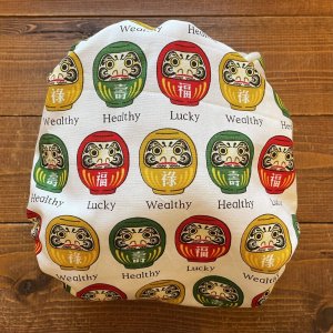 画像4: ハッピーだるまさん 【よつばのおむつ/日本製/ハンドメイド】 布おむつカバー （透湿性防水布使用）開運,ダルマ,縁起物,お正月 (4)