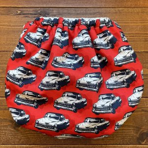 画像3: アメリカン・レッドカーズ/透湿性防水布入りトレパン【ハンドメイド】立ったまま交換出来る♪ パンツ型おむつカバー/赤,車 (3)