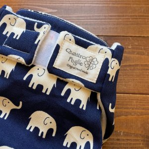 画像2: 北欧ゾウさん（ネイビー） 【よつばのおむつ/日本製/ハンドメイド】 布おむつカバー （透湿性防水布使用）カラシ,黄色 (2)