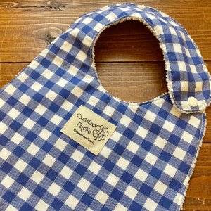 画像2: 【超吸収！魔法のスタイ】ギンガムチェック（ブルー）【ハンドメイド】マイクロファイバー×コットン生地のよだれかけ【スタイ５枚以上まとめ買いで送料無料！】 (2)