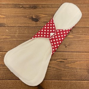 画像3: 夜用布ナプキン30cm 多い日も安心の防水仕様 水玉レッド 【ハンドメイド】 (3)