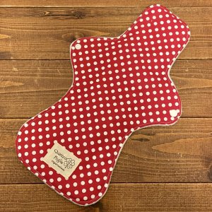 画像1: 夜用布ナプキン30cm 多い日も安心の防水仕様 水玉レッド 【ハンドメイド】 (1)
