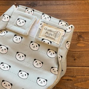 画像2: にっこりパンダちゃん（グレー） 【よつばのおむつ/日本製/ハンドメイド】 布おむつカバー （透湿性防水布使用）アニマル (2)