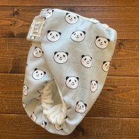 画像1: にっこりパンダちゃん(グレー) 【よつばのおむつ/日本製/ハンドメイド】 布おむつカバー (透湿性防水布使用)アニマル