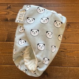 画像3: にっこりパンダちゃん（グレー） 【よつばのおむつ/日本製/ハンドメイド】 布おむつカバー （透湿性防水布使用）アニマル (3)