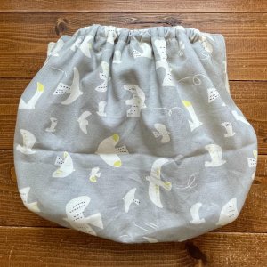 画像3: 【大きいトレパン XL:90-110】 北欧-空のおさんぽ パンツ型おむつカバー（防水）立ったまま交換出来る♪グレー (3)
