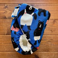 画像1: おすましクマさん(ブルー) 【よつばのおむつ/日本製/ハンドメイド】 布おむつカバー (透湿性防水布使用)くま,熊