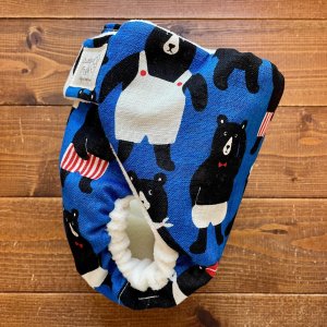 画像3: おすましクマさん（ブルー） 【よつばのおむつ/日本製/ハンドメイド】 布おむつカバー （透湿性防水布使用）くま,熊 (3)