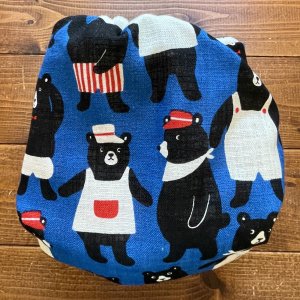 画像4: おすましクマさん（ブルー） 【よつばのおむつ/日本製/ハンドメイド】 布おむつカバー （透湿性防水布使用）くま,熊 (4)
