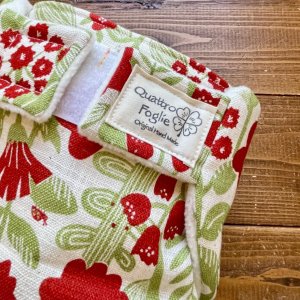 画像2: ブロッサムフラワー（レッド赤） 【よつばのおむつ/日本製/ハンドメイド】 布おむつカバー （透湿性防水布使用）花柄 (2)