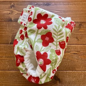 画像3: ブロッサムフラワー（レッド赤） 【よつばのおむつ/日本製/ハンドメイド】 布おむつカバー （透湿性防水布使用）花柄 (3)