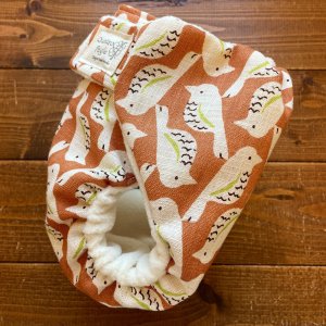 画像3: 北欧のことり（夕焼け色） 【よつばのおむつ/日本製/ハンドメイド】 布おむつカバー （透湿性防水布使用）オレンジ,鳥,トリ (3)