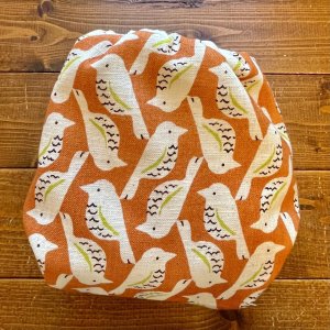 画像4: 北欧のことり（夕焼け色） 【よつばのおむつ/日本製/ハンドメイド】 布おむつカバー （透湿性防水布使用）オレンジ,鳥,トリ (4)