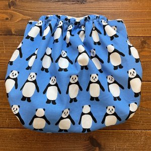画像3: こっちむいてパンダ（ブルー）透湿性防水布入りトレパン【ハンドメイド】立ったまま交換出来る♪ パンツ型おむつカバー/青 (3)