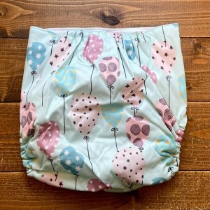 画像3: 【2~7歳向け/BIGサイズ】 「ふわふわバルーン（ミント）」ポケット式 ワンサイズおむつ/立体ギャザー付き（スナップ/ツルツル生地）風船,かわいい (3)