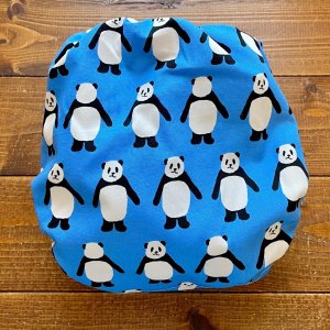画像4: こっちむいてパンダ（ブルー） 【よつばのおむつ/日本製/ハンドメイド】 布おむつカバー （透湿性防水布使用）青,男の子 (4)