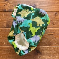 画像1: てくてくダイナソー（グリーン） 【よつばのおむつ/日本製/ハンドメイド】 布おむつカバー （透湿性防水布使用）恐竜,男の子