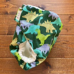 画像3: てくてくダイナソー（グリーン） 【よつばのおむつ/日本製/ハンドメイド】 布おむつカバー （透湿性防水布使用）恐竜,男の子 (3)