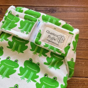 画像2: ケロロンかえる日和 【よつばのおむつ/日本製/ハンドメイド】 布おむつカバー （透湿性防水布使用）カエル,北欧 (2)