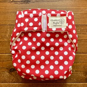 画像1: ミニードット（赤レッド） 【よつばのおむつ/日本製/ハンドメイド】 布おむつカバー （透湿性防水布使用）水玉 (1)