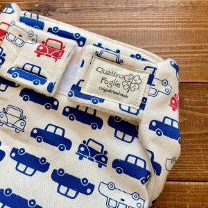 画像2: レトロカー（トリコカラー） 【よつばのおむつ/日本製/ハンドメイド】 布おむつカバー （透湿性防水布使用）車,赤,ネイビー,北欧 (2)