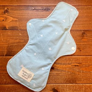 画像1: 夜用布ナプキン30cm 多い日も安心の防水仕様 きらりハート（ミントグリーン） 【ハンドメイド】ラメ (1)