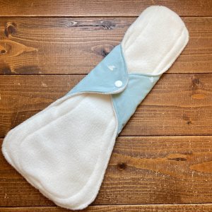 画像3: 夜用布ナプキン30cm 多い日も安心の防水仕様 きらりハート（ミントグリーン） 【ハンドメイド】ラメ (3)