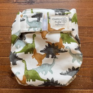 画像1: てくてくダイナソー（きなり） 【よつばのおむつ/日本製/ハンドメイド】 布おむつカバー （透湿性防水布使用）恐竜,男の子 (1)