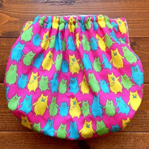 画像3: カラフル♪ピッグ/透湿性防水布入りトレパン【ハンドメイド】立ったまま交換出来る♪ パンツ型おむつカバー/ブタ ピンク グリーン (3)