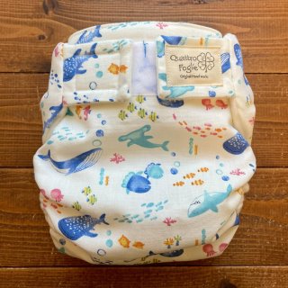 おしりが水族館【よつばのおむつ/日本製ハンドメイド】布おむつカバー