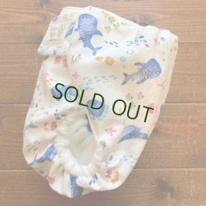 画像3: 海の仲間たち（ホワイト白） 【よつばのおむつ/日本製/ハンドメイド】 布おむつカバー （透湿性防水布使用）魚,ジンベエザメ,クジラ (3)