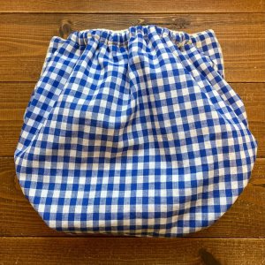 画像3: 【大きいトレパン XL:90-110】 ギンガムチェック（ブルー２） パンツ型おむつカバー（防水）立ったまま交換出来る♪ベージュ (3)