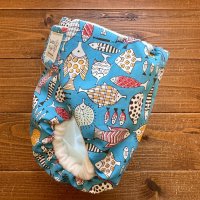画像1: おしりが水族館 【よつばのおむつ/日本製/ハンドメイド】 布おむつカバー (透湿性防水布使用)フグ,ハリセンボン,熱帯魚,ブルー
