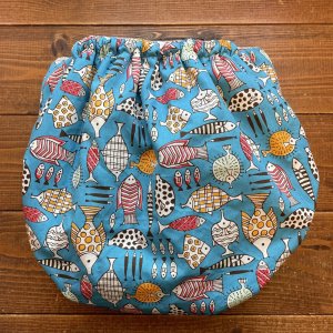 画像3: おしりが水族館/透湿性防水布入りトレパン【ハンドメイド】立ったまま交換出来る♪ パンツ型おむつカバー/フグ,ハリセンボン,熱帯魚,ブルー (3)